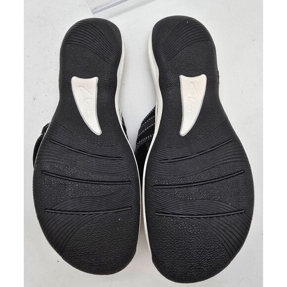 Clarks Cloudsteppers Womens Black & White Sandals US 10 UK 7.5 EU 41 Slip-On Cus - Picture 2 of 5